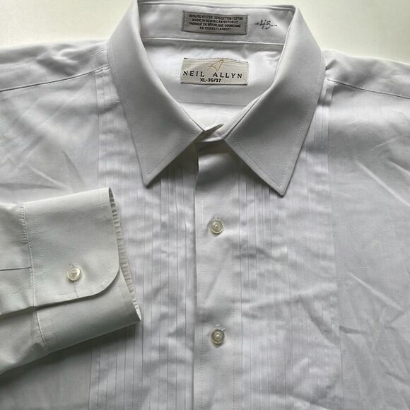 Neil Allyn Polly Cotton Tuxedo Shirt Mens XL 36/37 - Picture 3 of 7